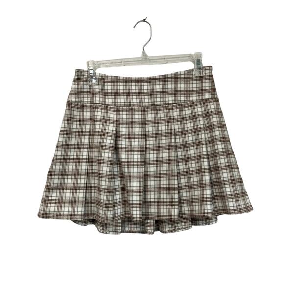 Hollister Plaid Mini Skirt Brown Checkered Y2K Academia Preppy Tennis Size S - Picture 1 of 5